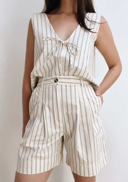 LIZ SHORT - TEAL STRIPES