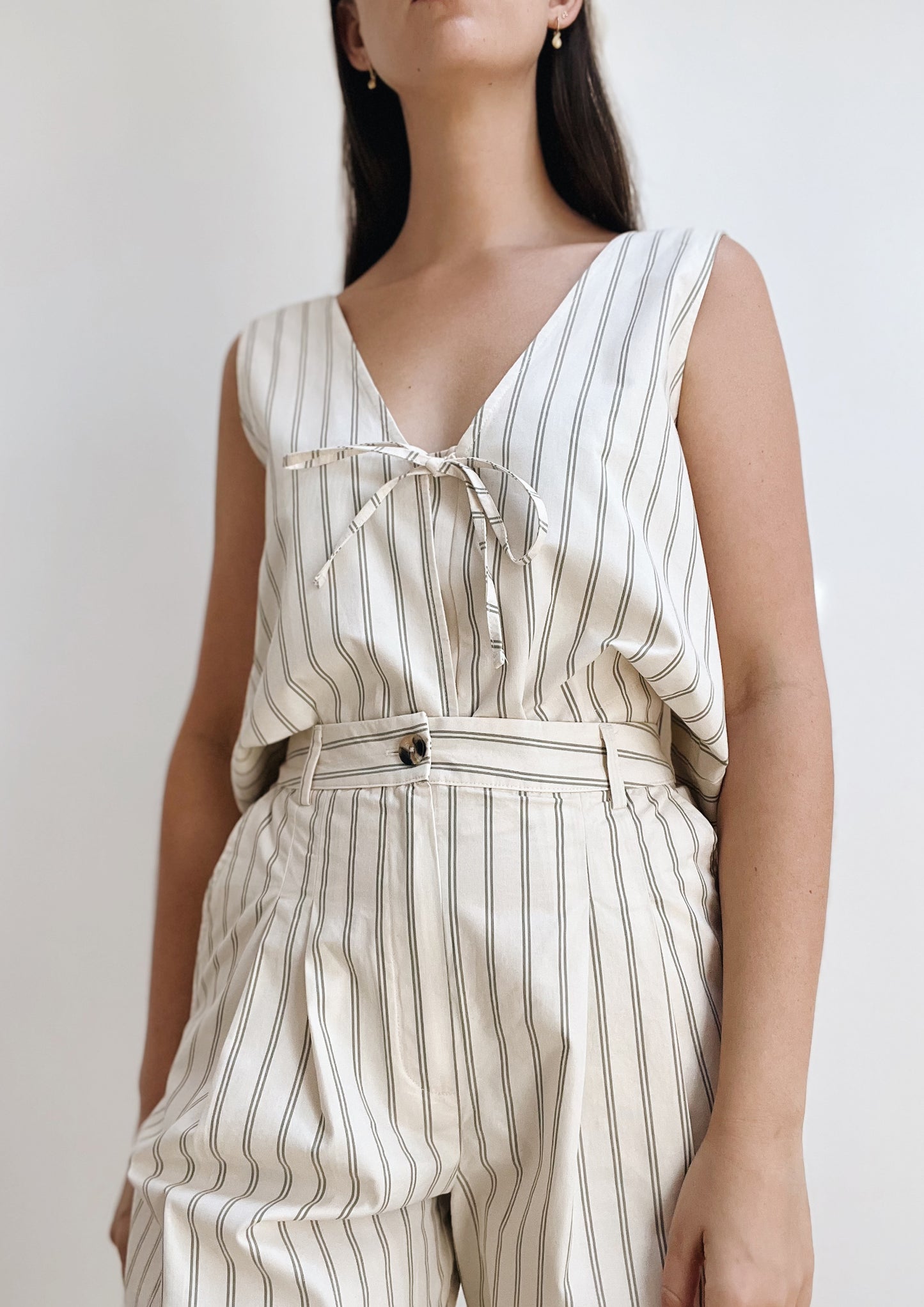 LIZ TOP - TEAL STRIPES