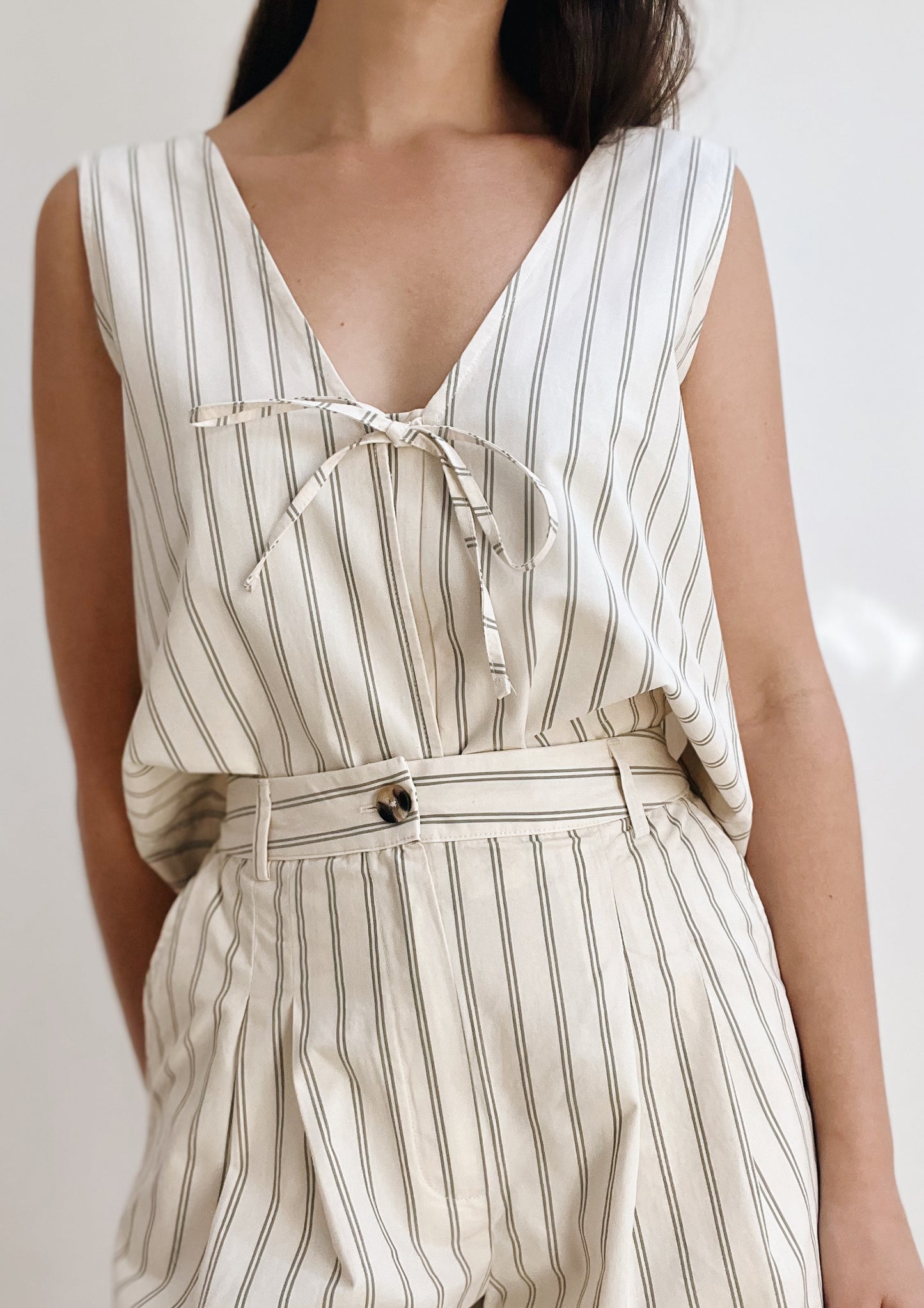 LIZ TOP - TEAL STRIPES