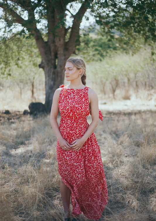 Éléanore dress in red floral