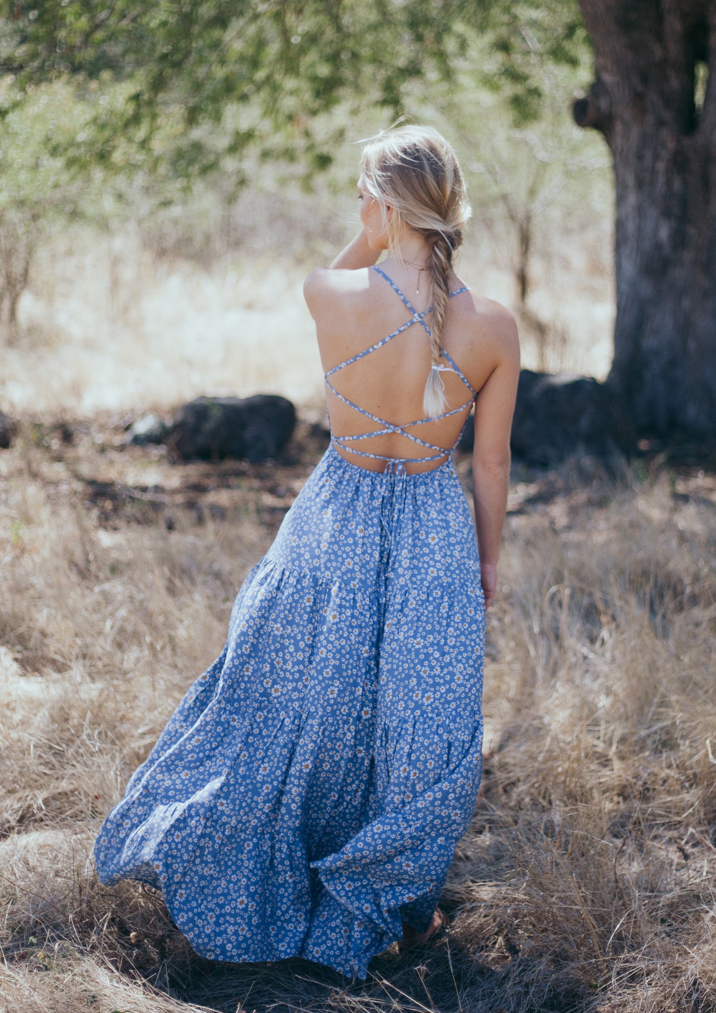 Ella dress in blue floral