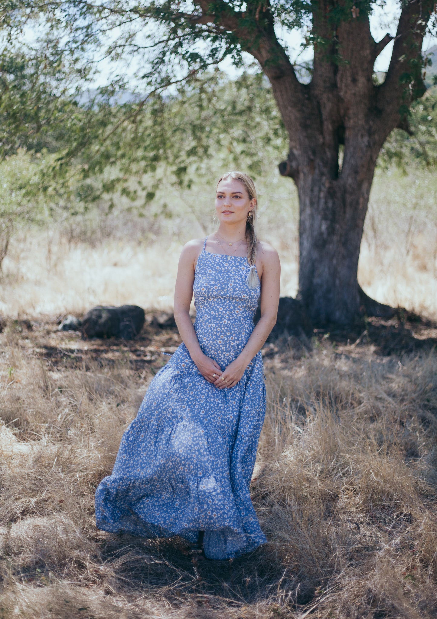 Ella dress in blue floral