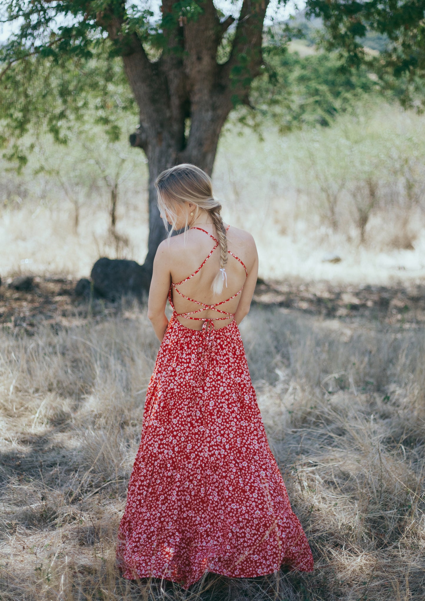 Ella dress in red floral