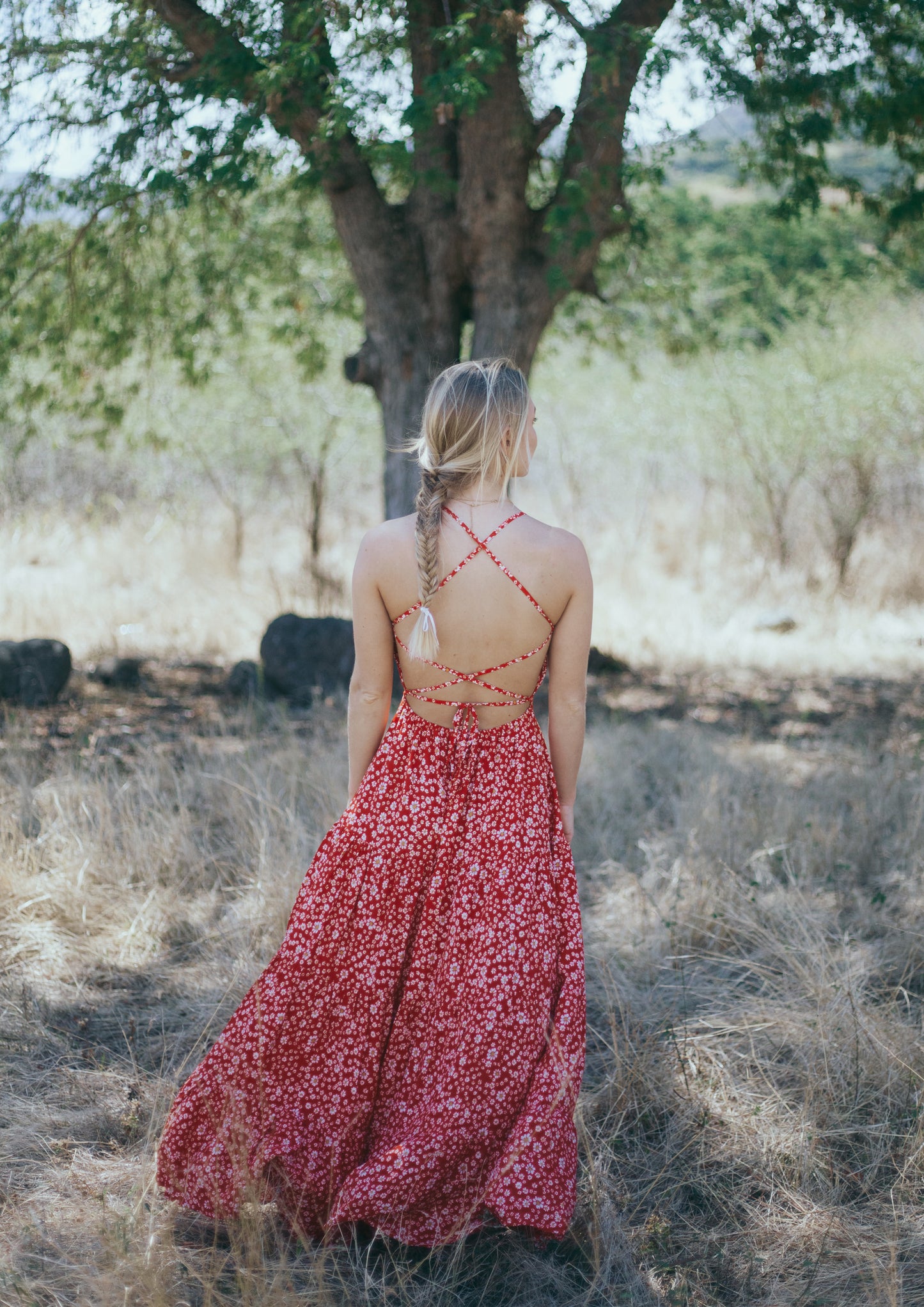 Ella dress in red floral