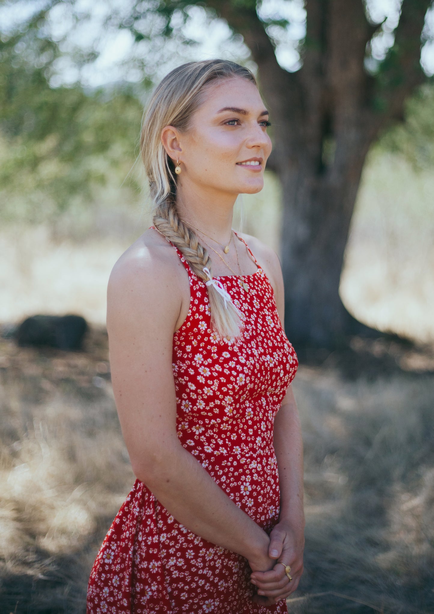 Ella dress in red floral