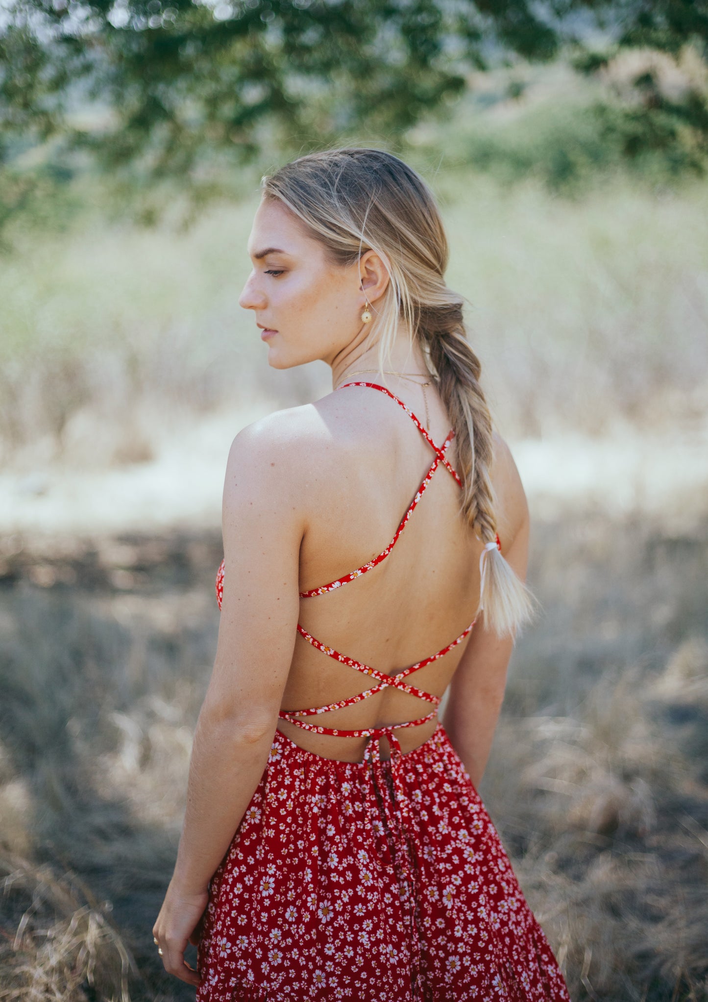 Ella dress in red floral