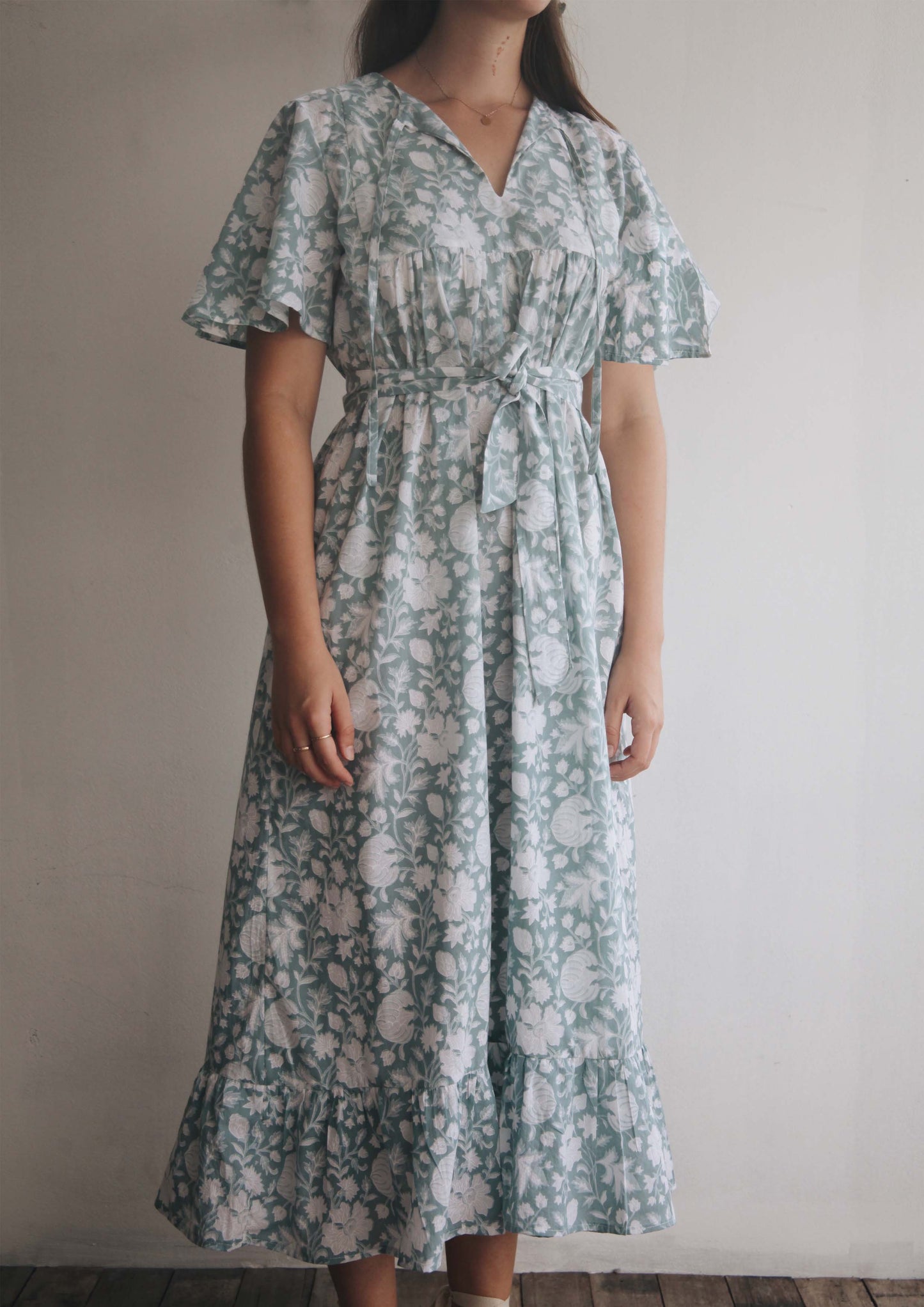 Emma midi dress in jade