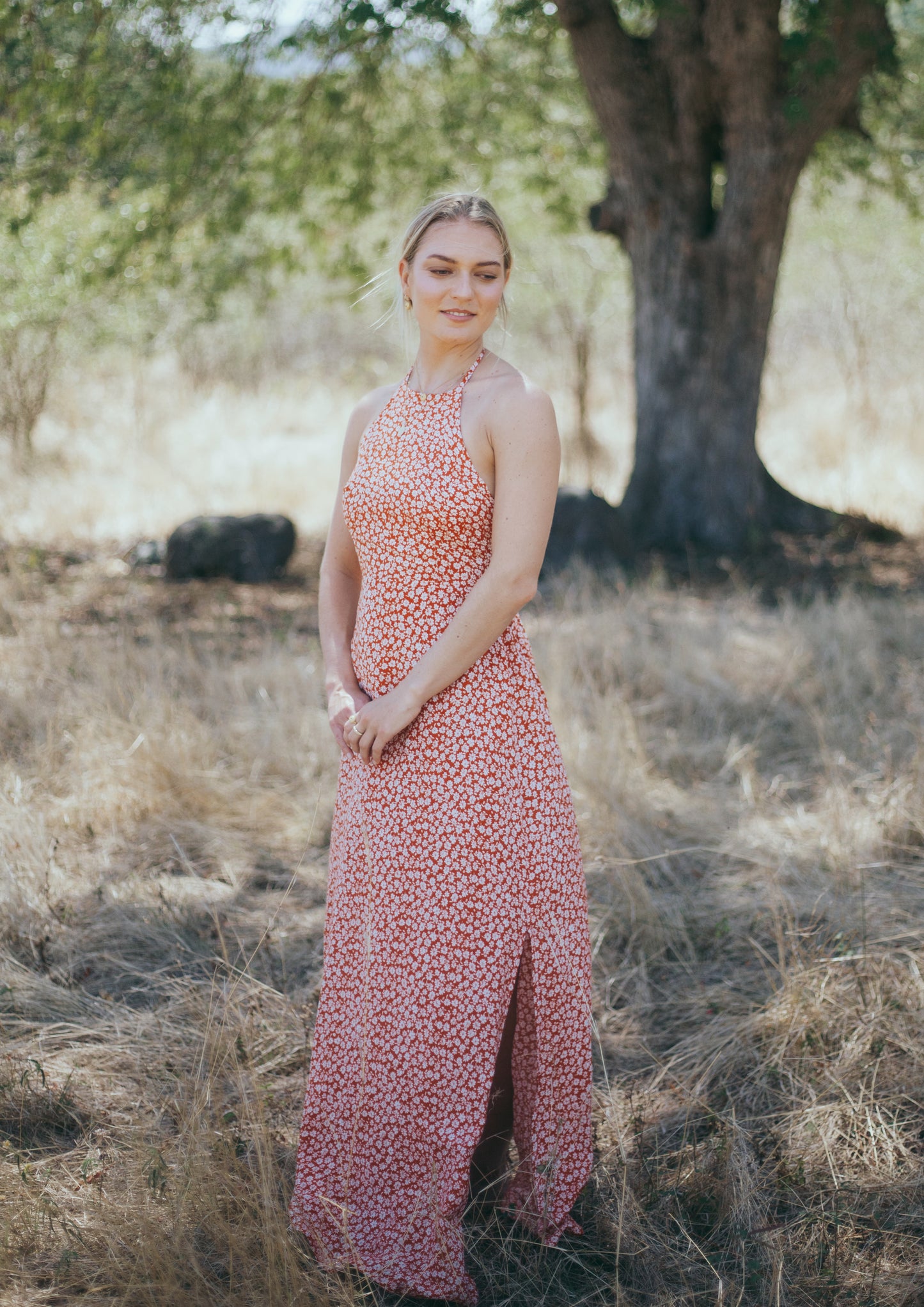 Fleur dress in orange floral