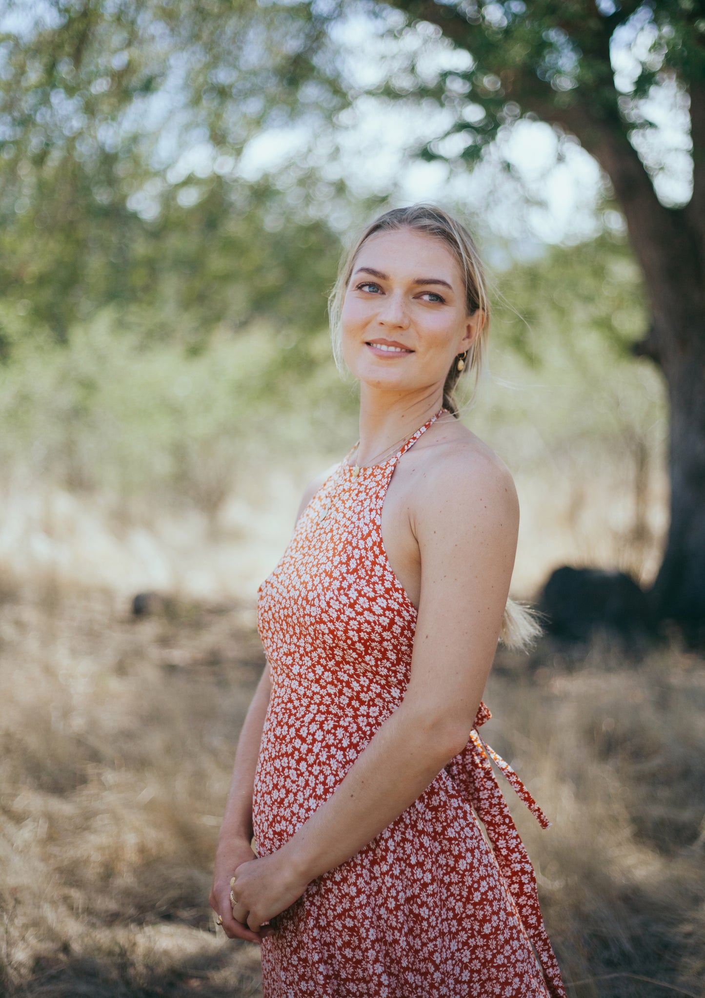 Fleur dress in orange floral