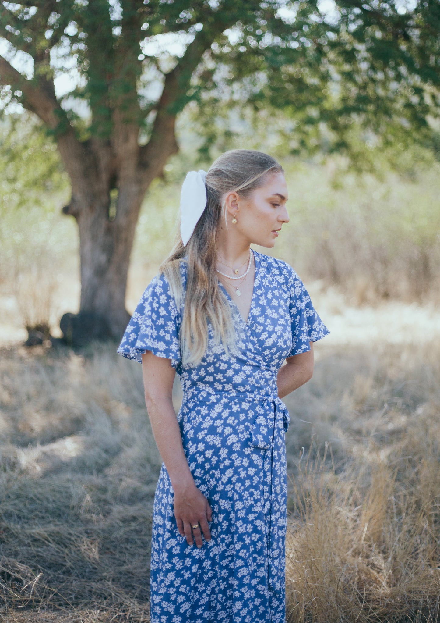 Noémie midi dress in blue floral