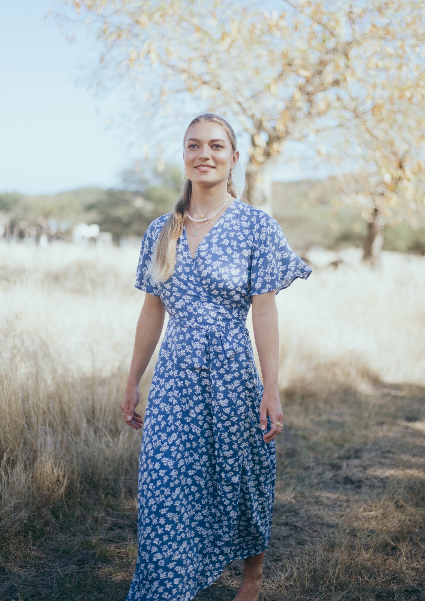 Noémie midi dress in blue floral