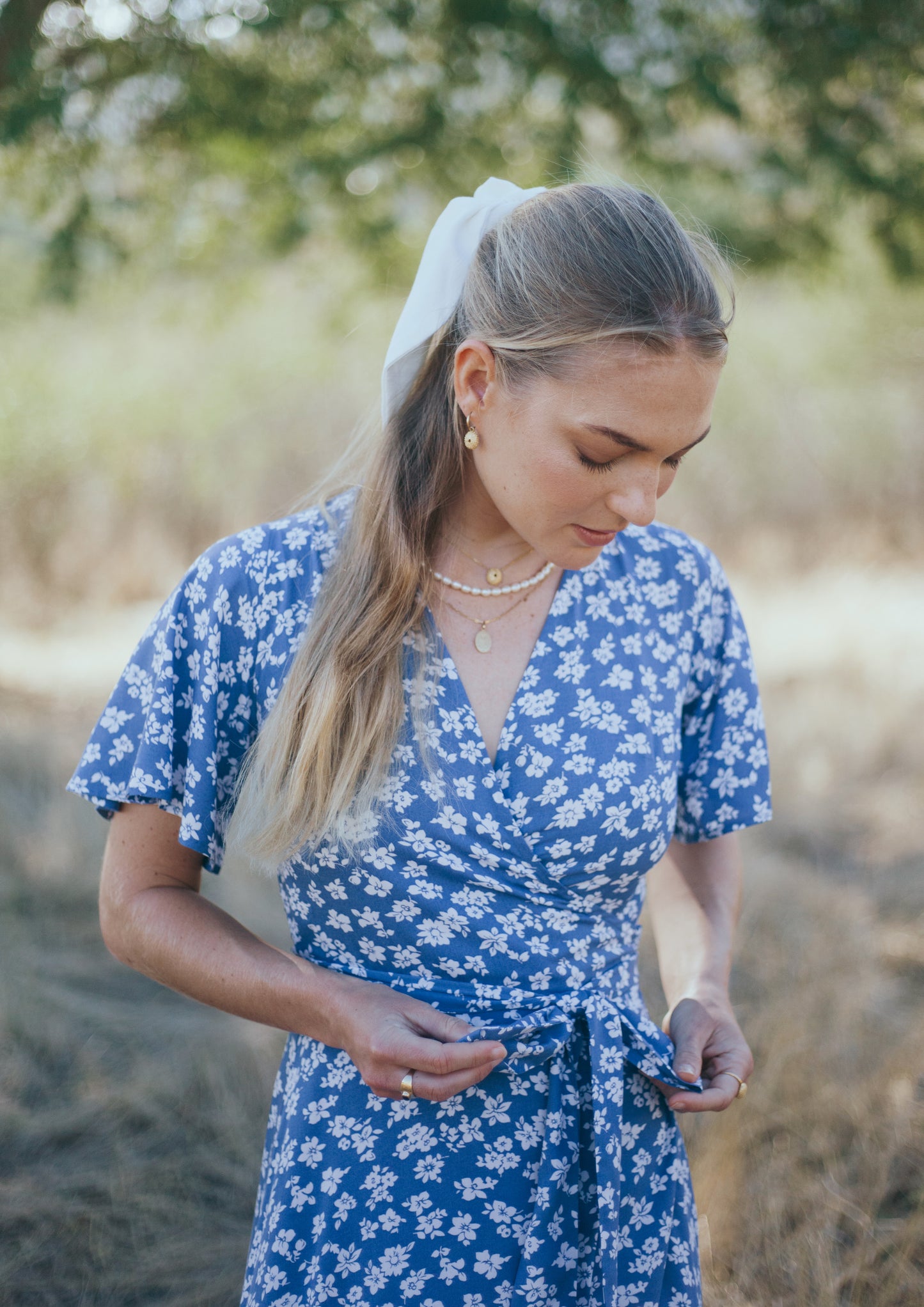 Noémie midi dress in blue floral