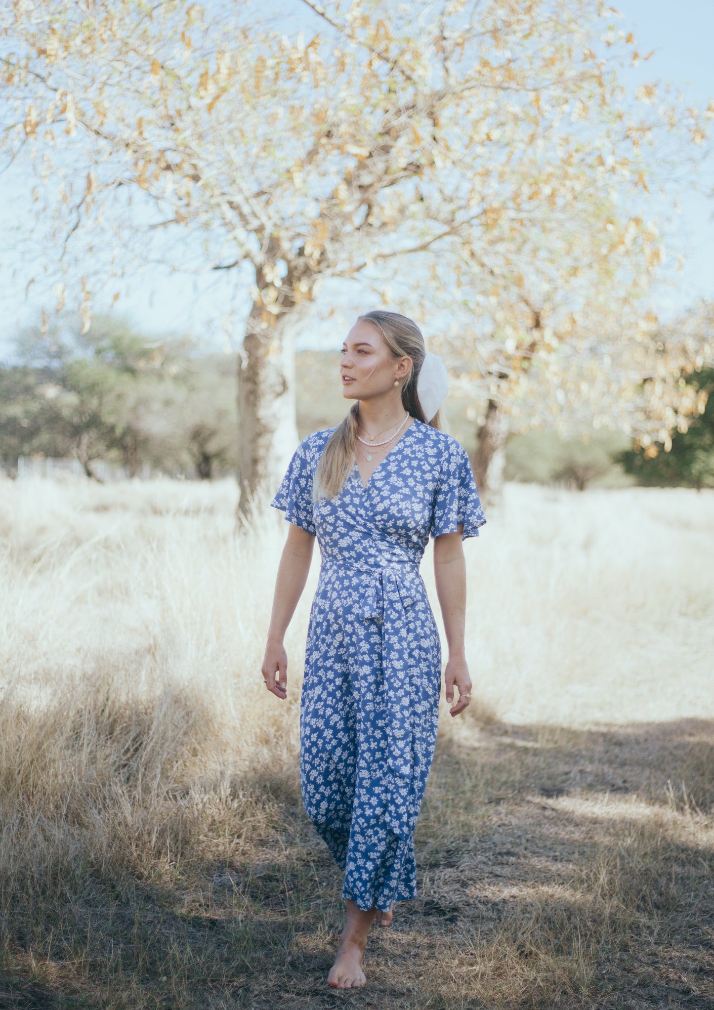 Noémie midi dress in blue floral