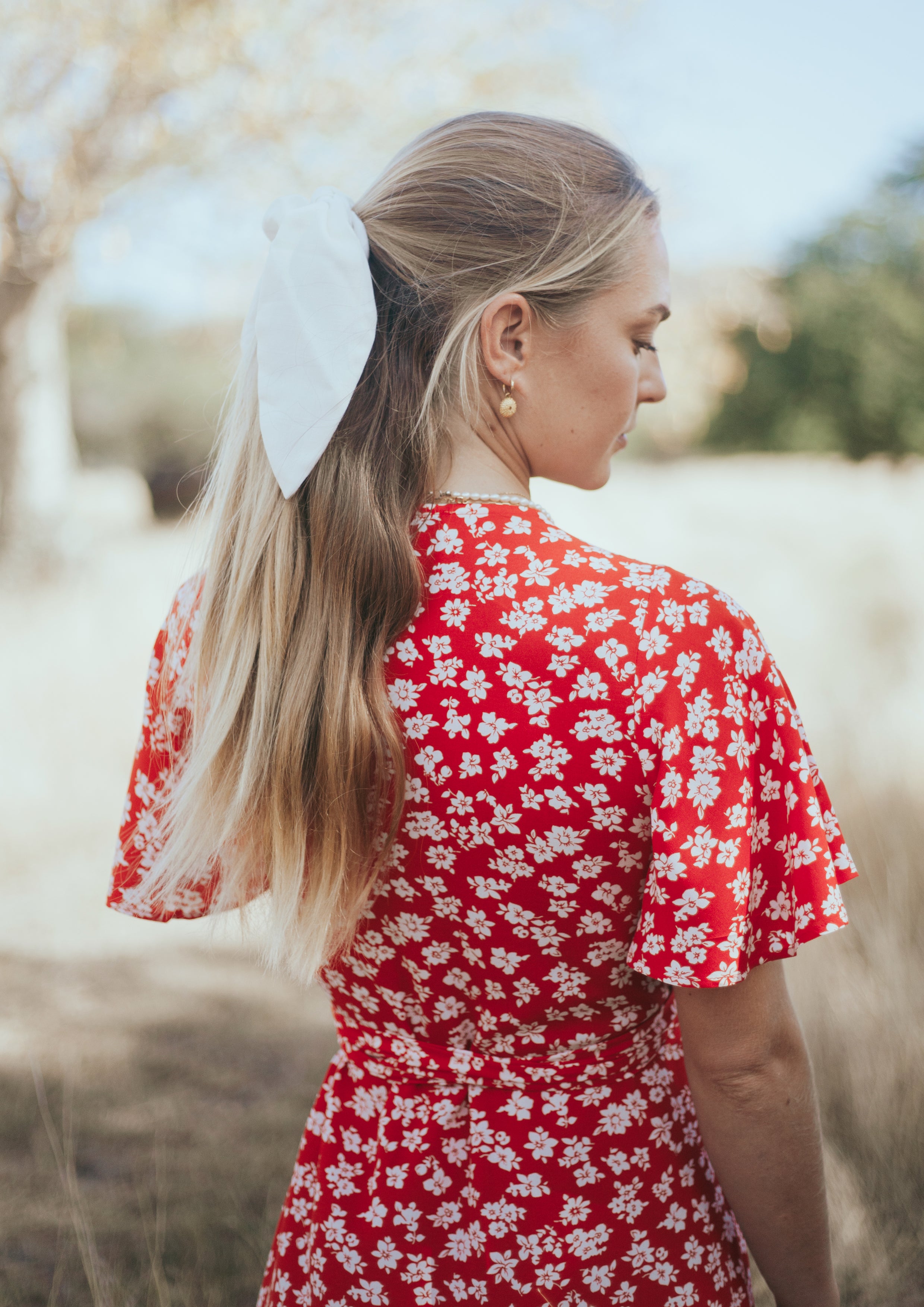 Noemie midi dress in red floral EDER the label