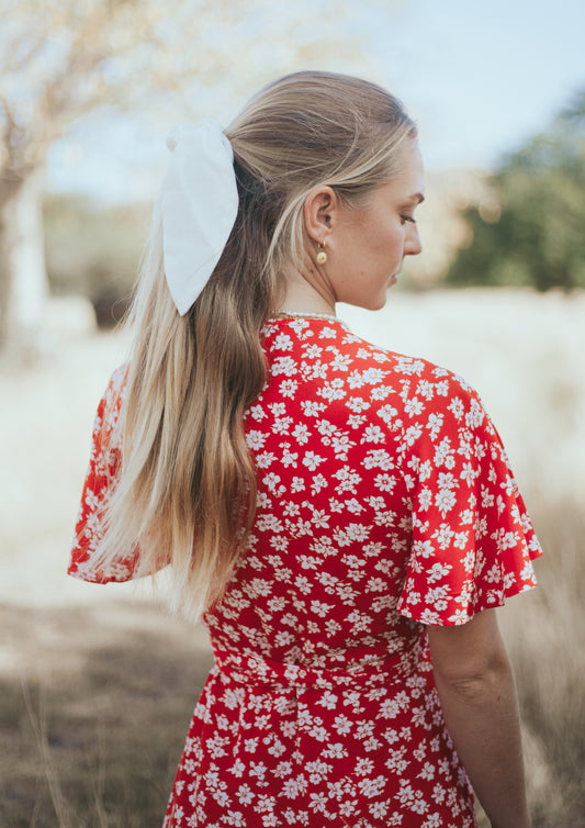 Noémie midi dress in red floral